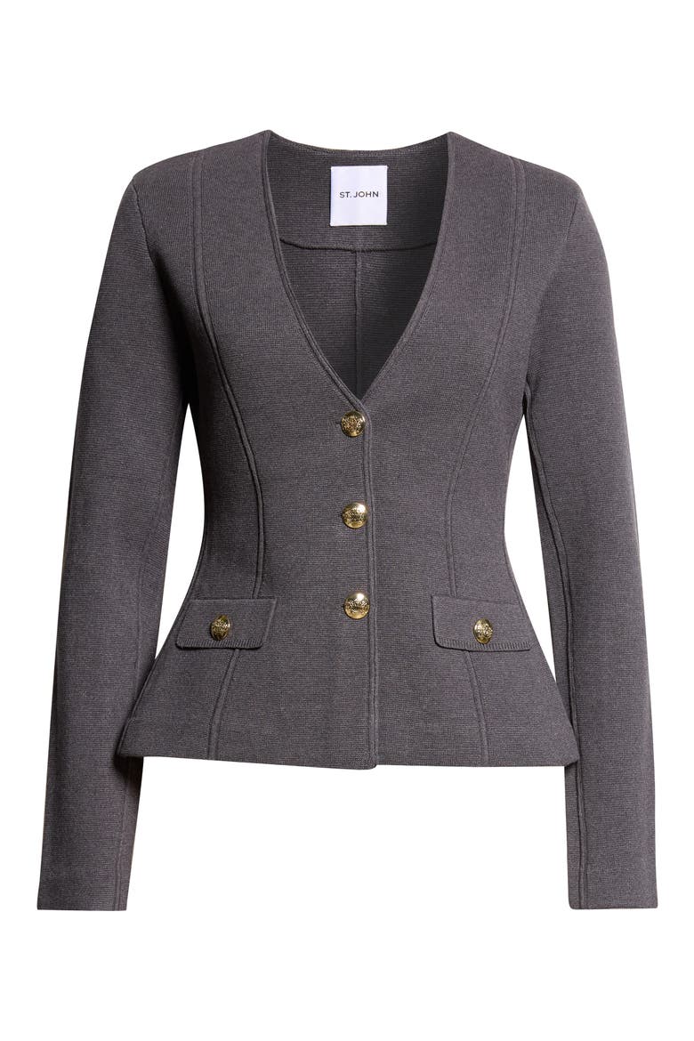 Santa Roma Knit V-Neck Jacket, Main, color, MEDIUM GREY MELANGE