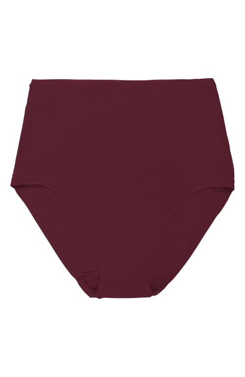 Natori Bliss Bare Cotton High Waist Briefs In Burgundy