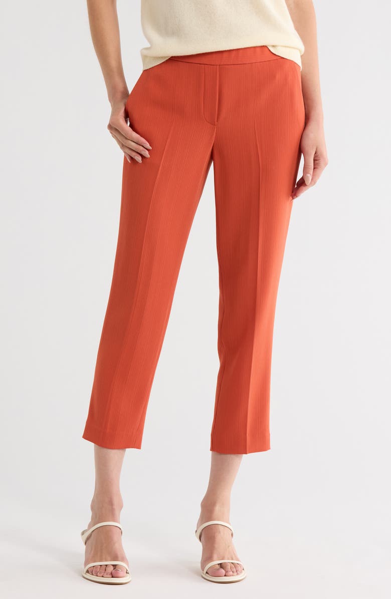 Theory Treeca Admiral Pull-On Crop Pants, Main, color, Dark Coral