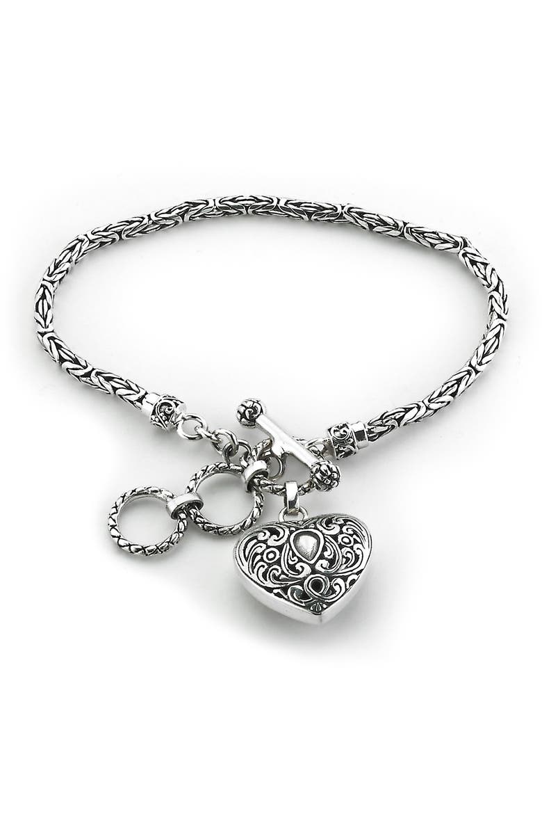 SAMUEL B. Sterling Silver Heart Charm Bracelet, Main, color, 
