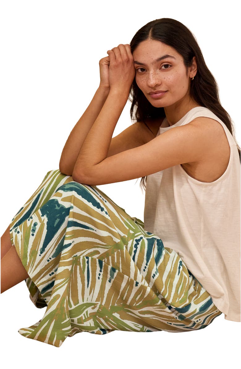 Celtic & Co. Printed Midi Wide Leg Culottes, Alternate, color, Palm Print