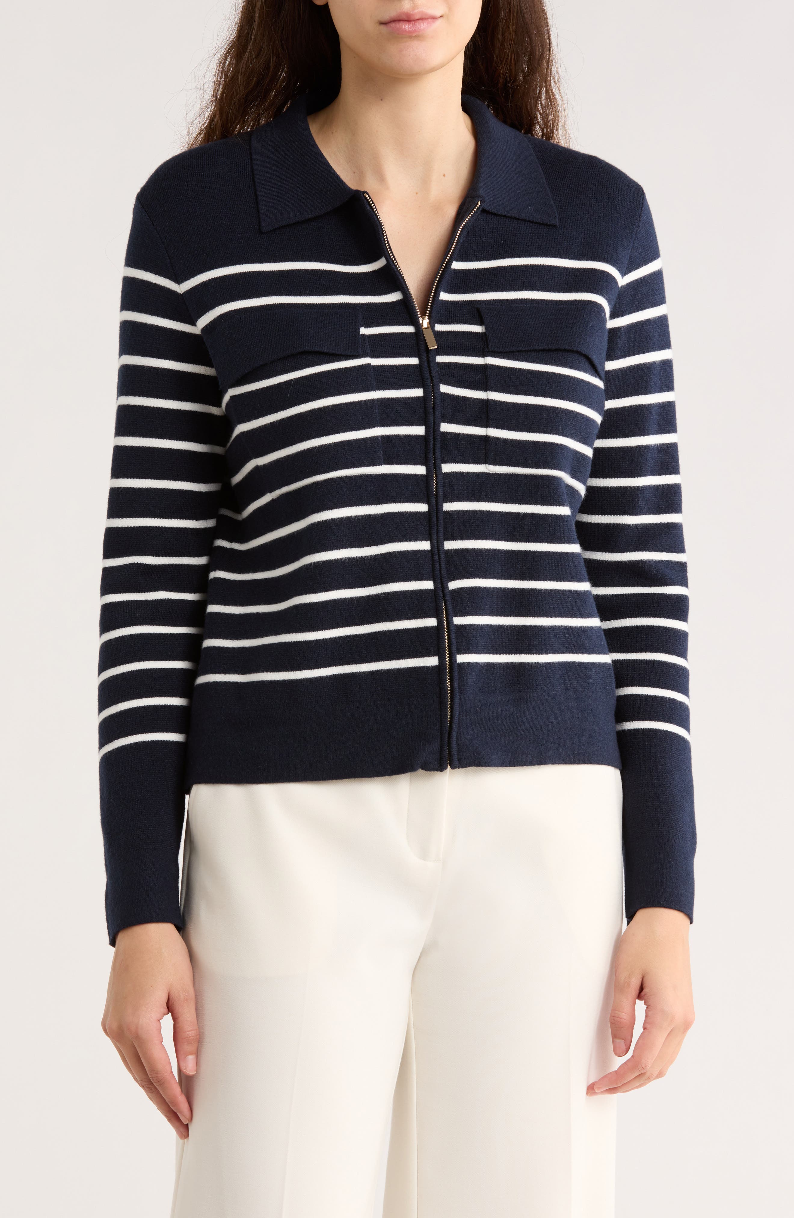 Milano Stripe Crop Sweater Jacket - image 3