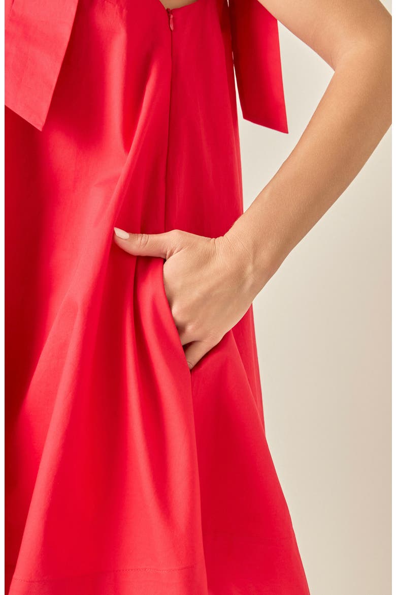 Bow Shoulder Sleeveless Cotton Minidress, Alternate, color, RED
