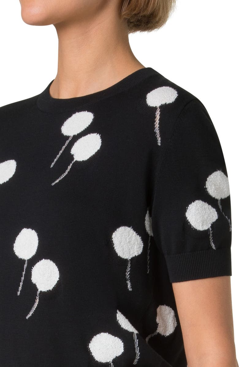 Akris Dandelion Intarsia Short Sleeve Cotton Blend Sweater, Alternate, color,