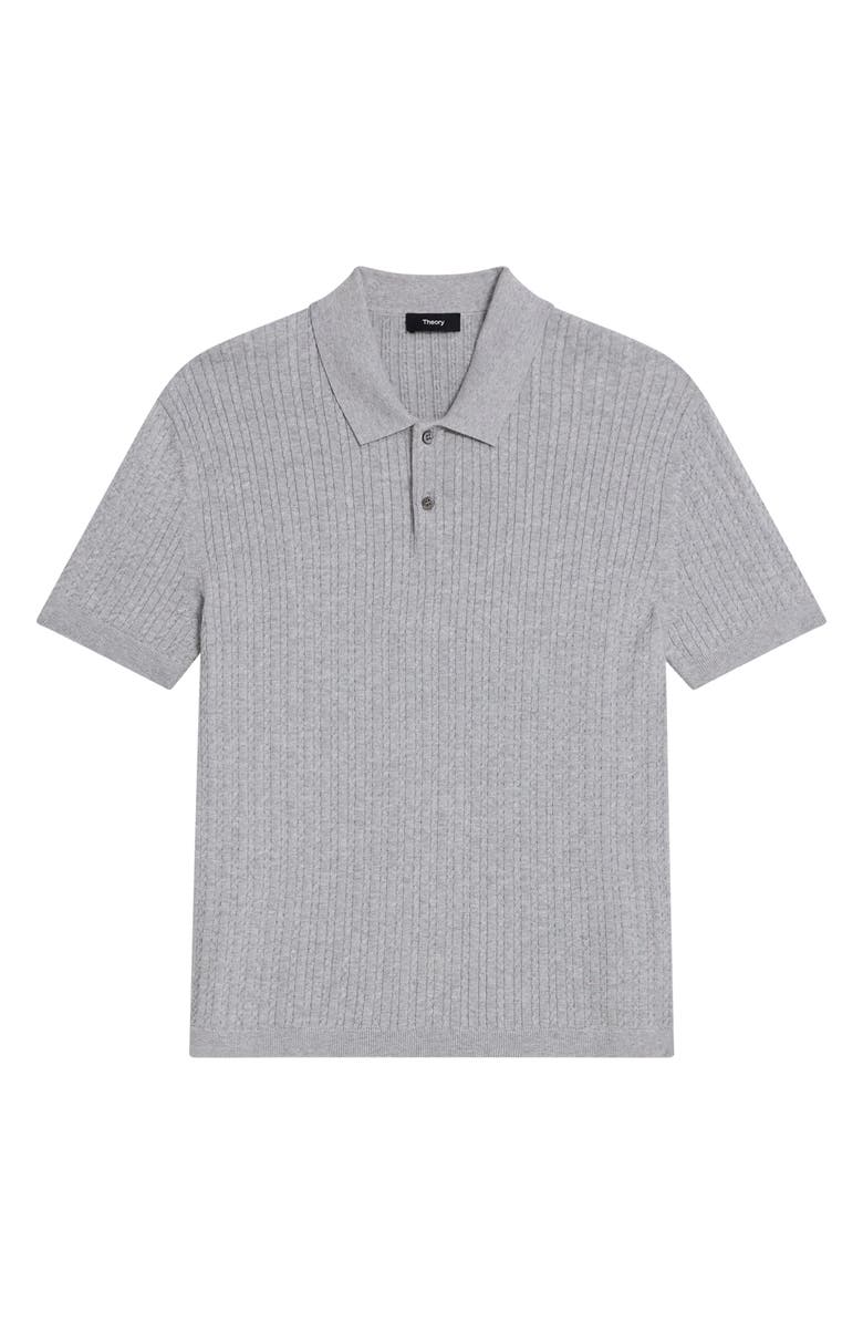 Theory Cable Short Sleeve Cotton Blend Polo Sweater | Nordstrom