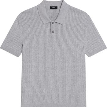 Theory Cable Short Sleeve Cotton Blend Polo Sweater | Nordstrom Theory Cable Short Sleeve Cotton Blend Polo Sweater | Nordstrom