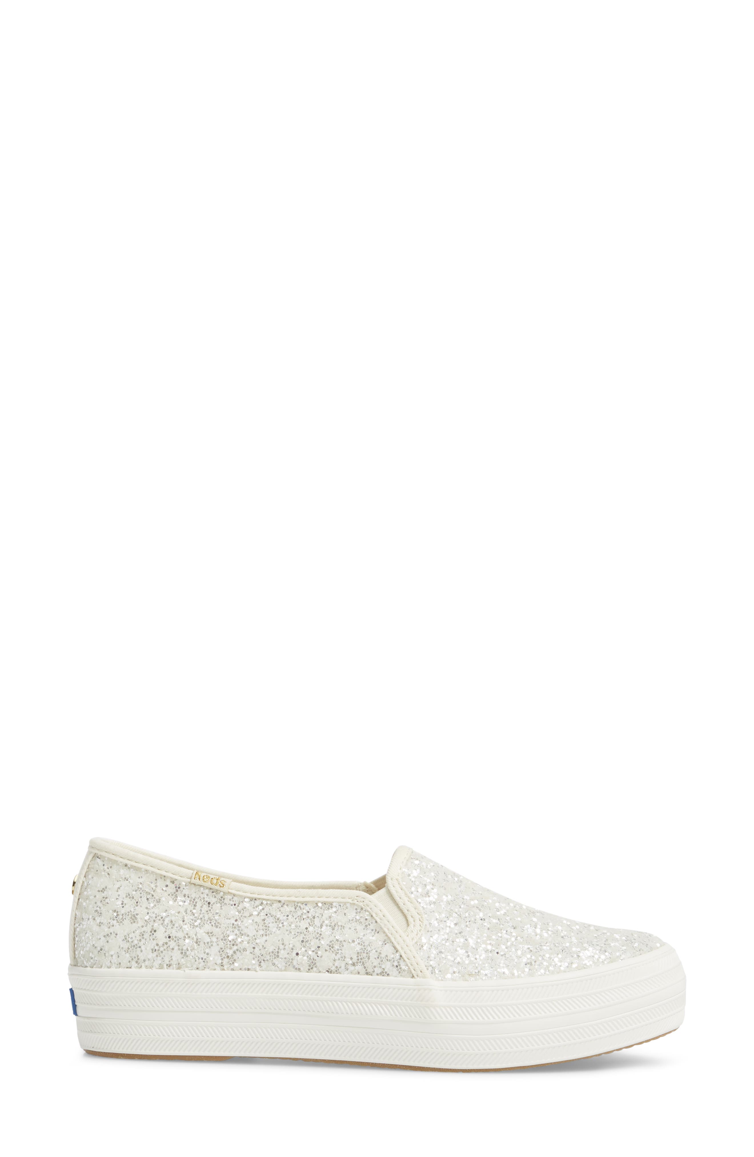 triple decker glitter slip-on sneaker, Alternate, color, CREAM