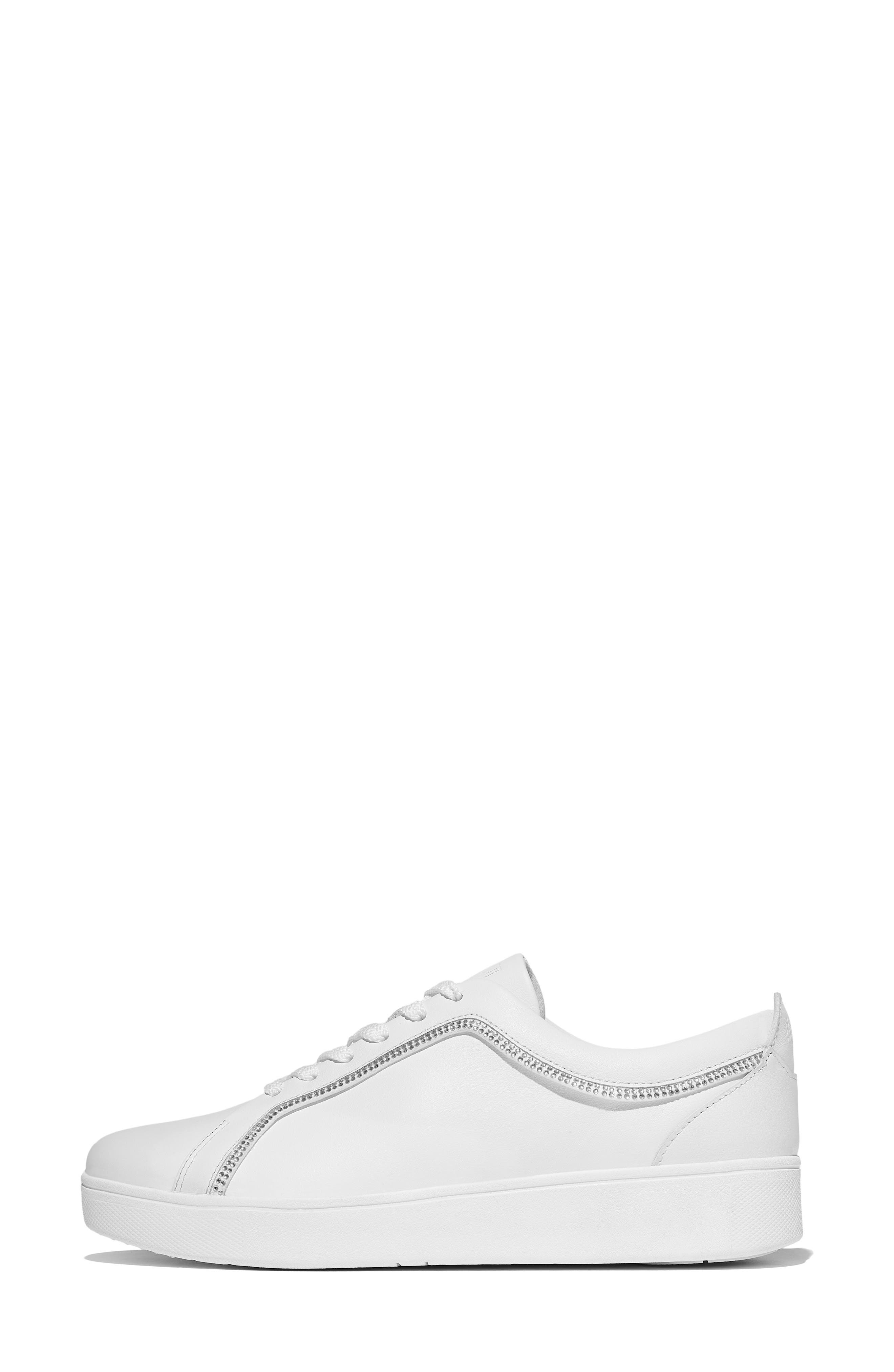 Rally Crystal Trim Leather Sneaker, Alternate, color, URBAN WHITE