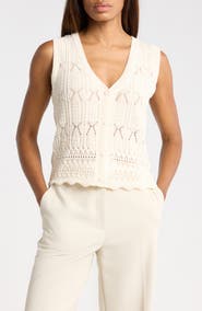 T Tahari Crochet Sweater Vest
