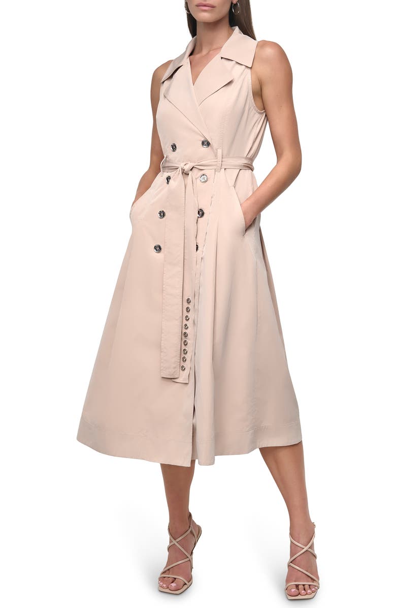 DKNY Tech Poplin Midi Dress, Alternate, color, Blush