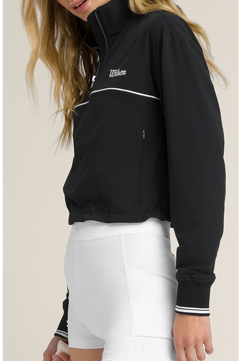 Davenport Woven Popover Quarter Zip Jacket, Alternate, color, BLACK