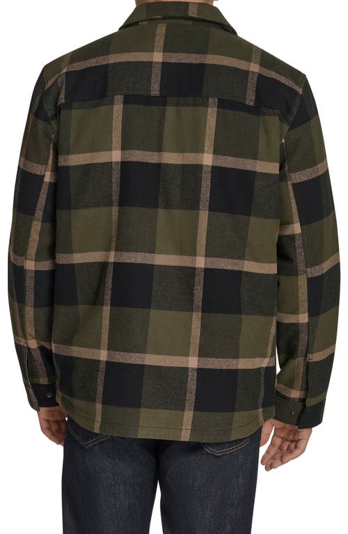 Levi's Insulated Plaid Cotton Flannel Zip-up Shirt Jacket In Green