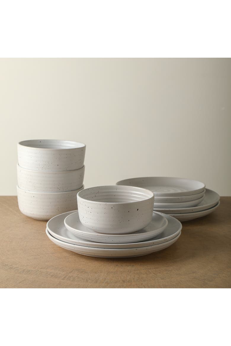 Ion Stoneware 24-Piece Dinnerware Set, Alternate, color, White