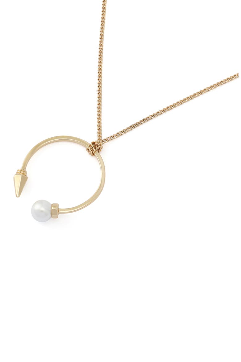 Faux Pearl Spike Pendant Necklace, Alternate, color, GOLD/ PEARL