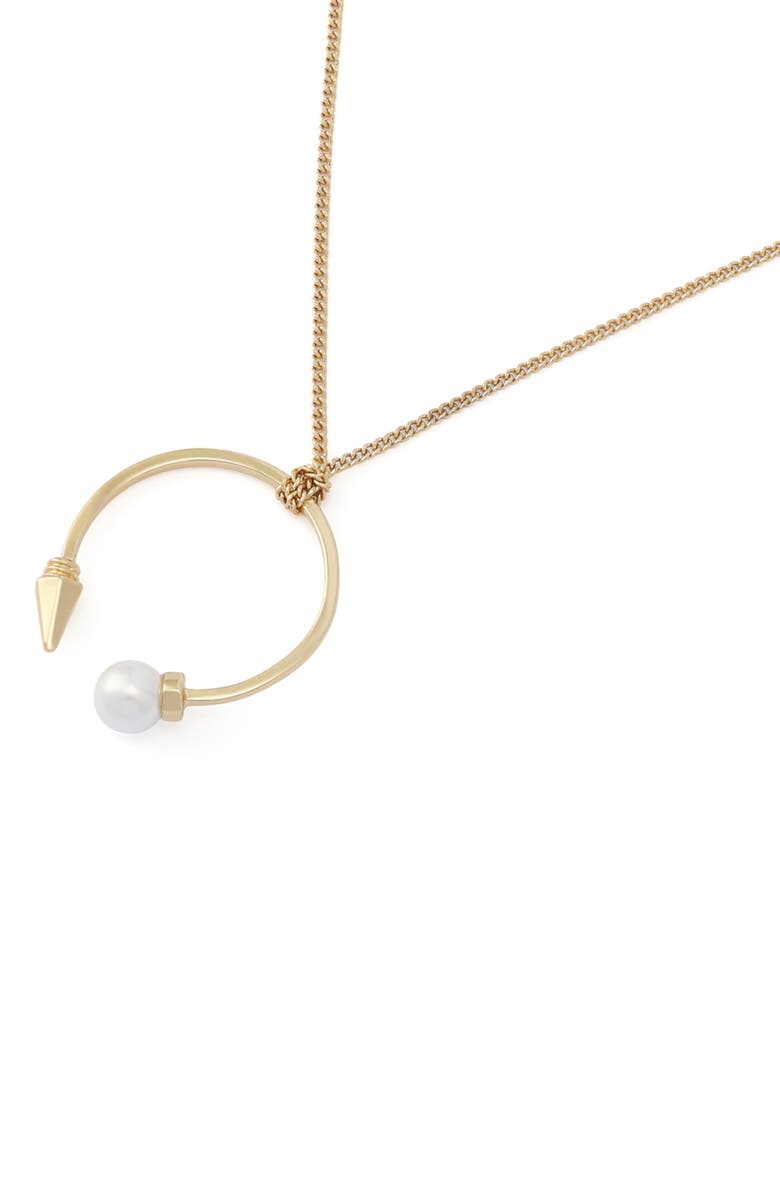 AllSaints Faux Pearl Spike Pendant Necklace, Alternate, color, Gold/ Pearl