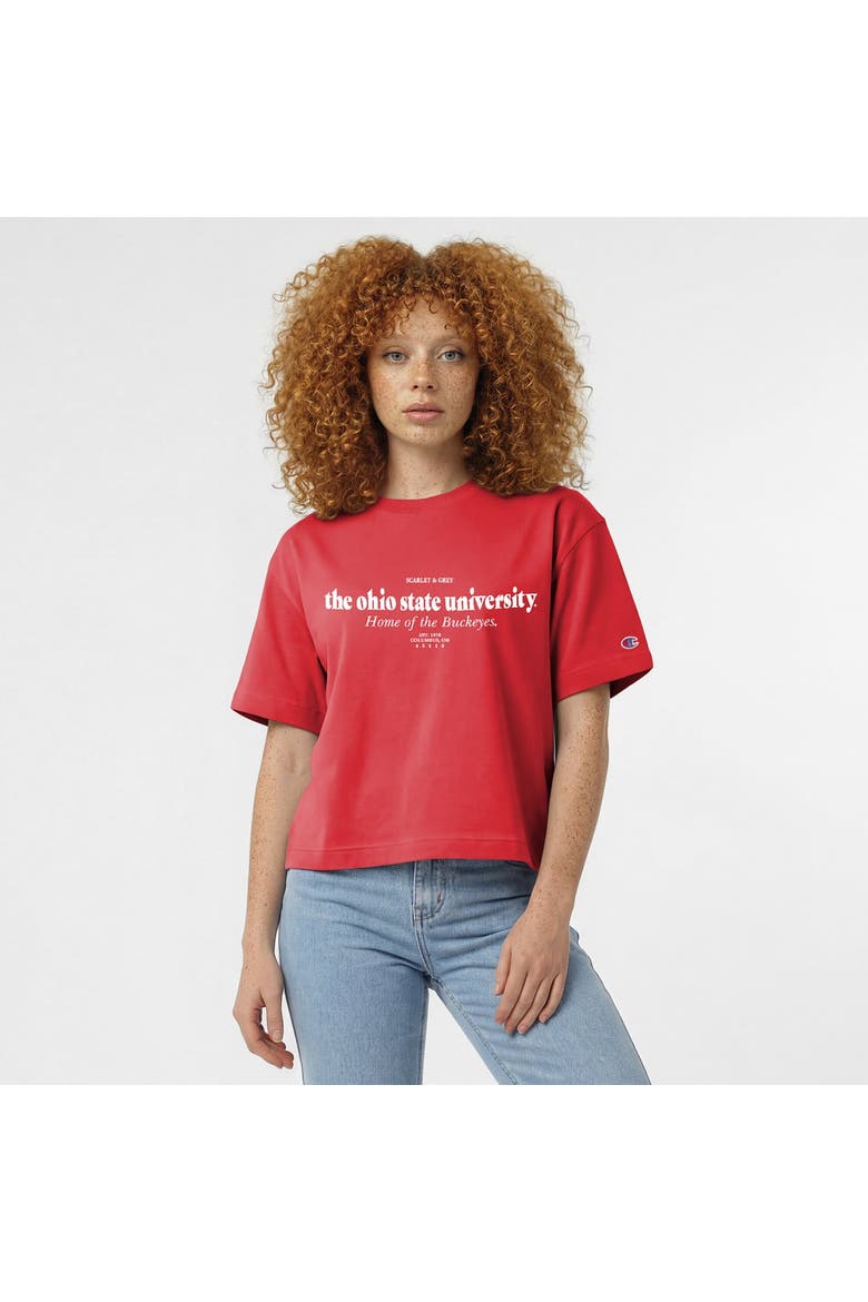 Women's Champion Scarlet Ohio State Buckeyes Home Wordmark T-Shirt, Main, color, Scarlet