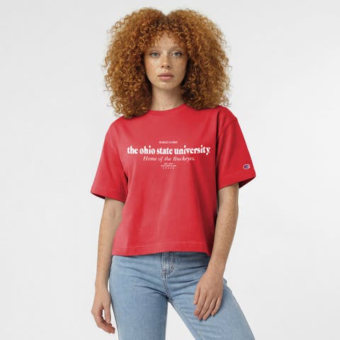 Women's Champion Scarlet Ohio State Buckeyes Home Wordmark T-Shirt