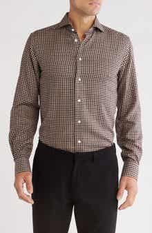 Contemporary Fit Gingham Merino Wool Dress Shirt