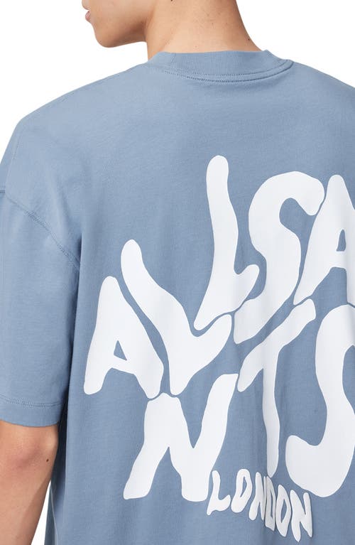 Allsaints Orlando Logo Oversize Graphic T-shirt In Blue