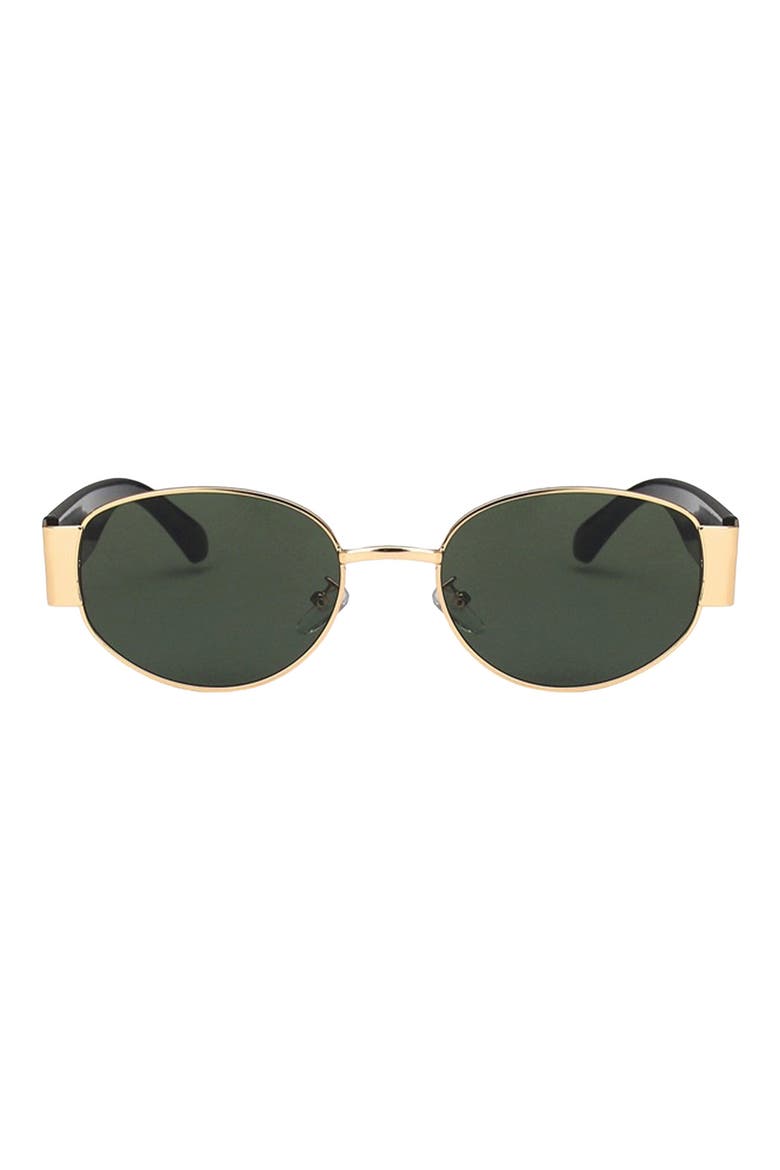 Elliot 57mm Polarized Oval Sunglasses, Main, color, DARK GREEN/GOLD