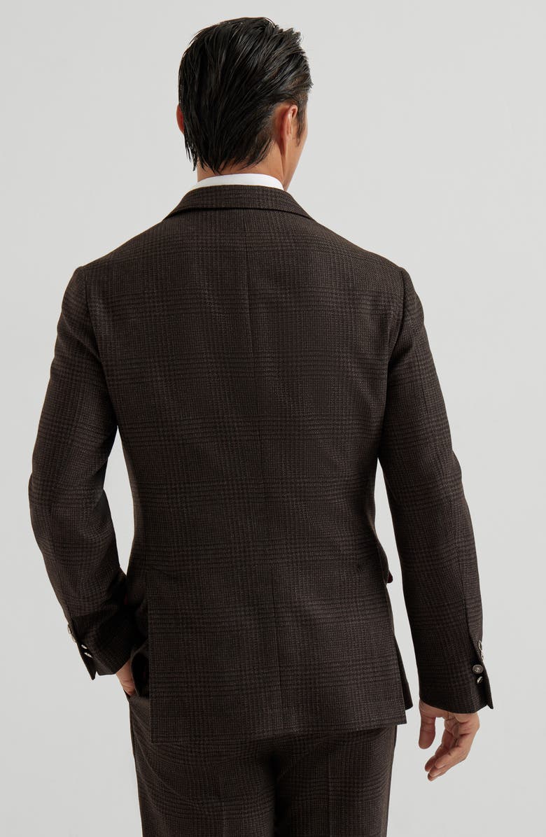 Brunello Cucinelli Prince of Wales Cavallo blazer, Alternate, color, Brown