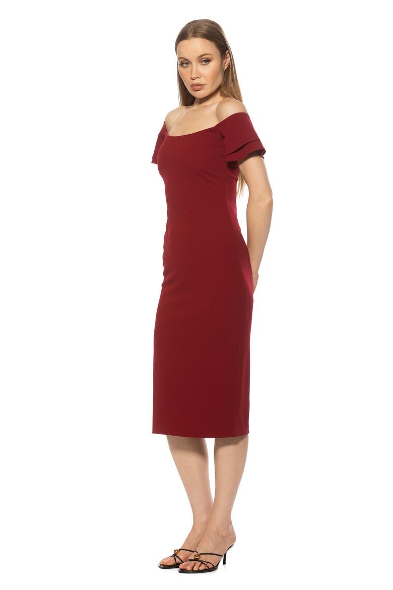 Winston Off the Shoulder Body-Con Midi Dress, Alternate, color, BURGUNDY