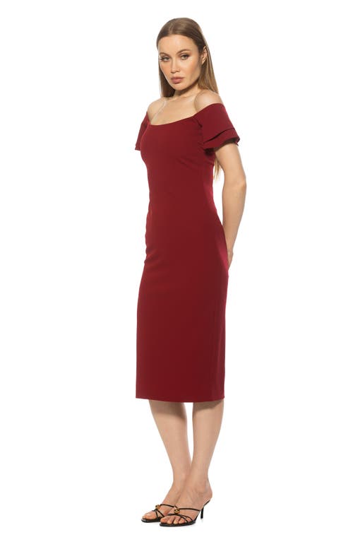 Alexia Admor Winston Off The Shoulder Body-con Midi Dress In Burgundy