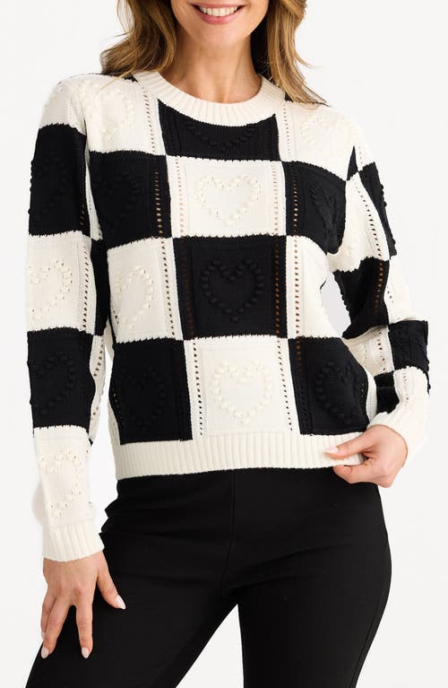 Brave + True Brave+true Heart Of Hearts Checkerboard Sweater In Multi