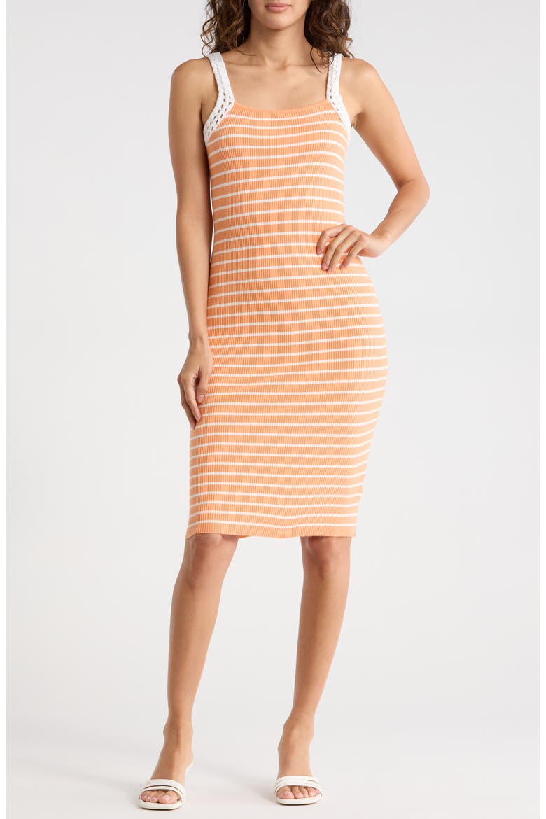 Stripe Ribbed Body-Con Dress, Main, color, CANTALOUPE COMBO