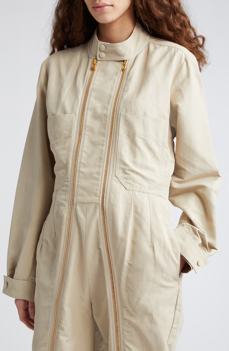 Stella McCartney Twin Zipper Long Sleeve Twill Jumpsuit, Alternate, color, 