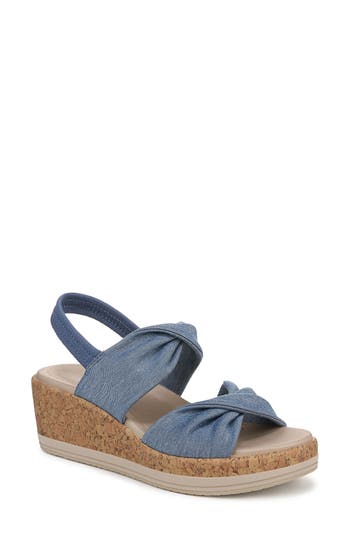 Bzees Riley Slingback Wedge In Blue Fabric