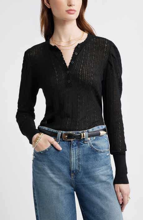 Treasure & Bond Pointelle Henley Sweater