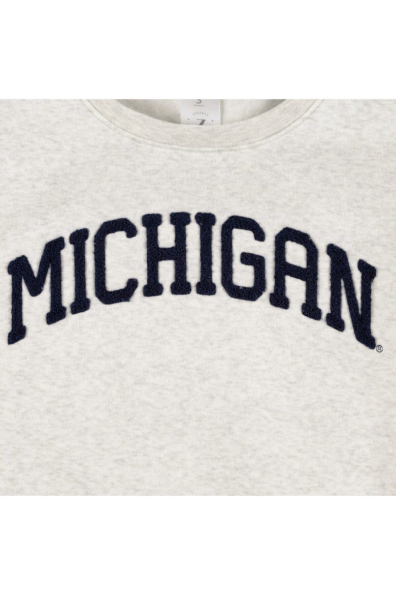 Women's ZooZatz Oatmeal Michigan Wolverines Core Chenille Cropped Pullover Sweatshirt, Alternate, color, Oatmeal