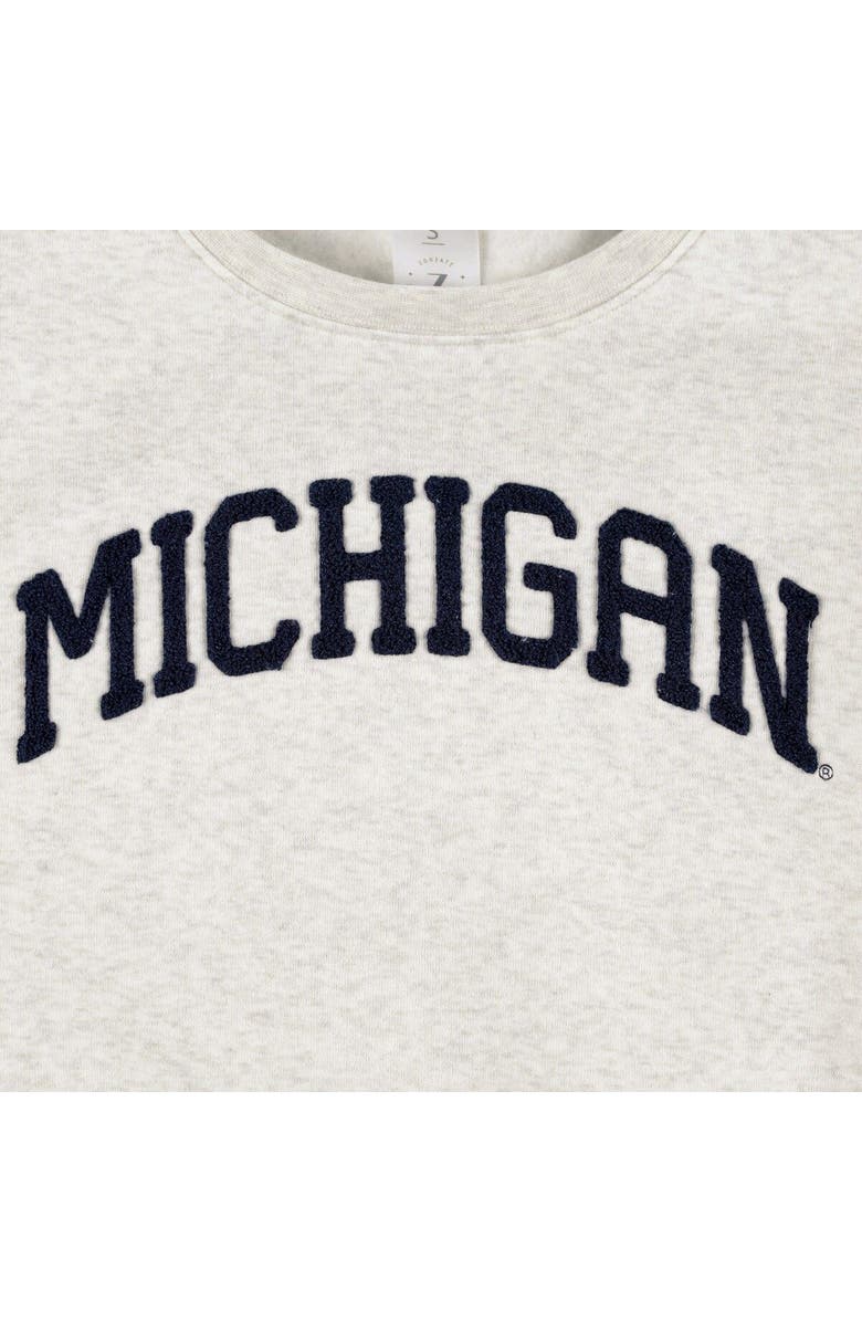 ZOOZATZ Women's ZooZatz Oatmeal Michigan Wolverines Core Chenille Cropped Pullover Sweatshirt, Alternate, color, Oatmeal