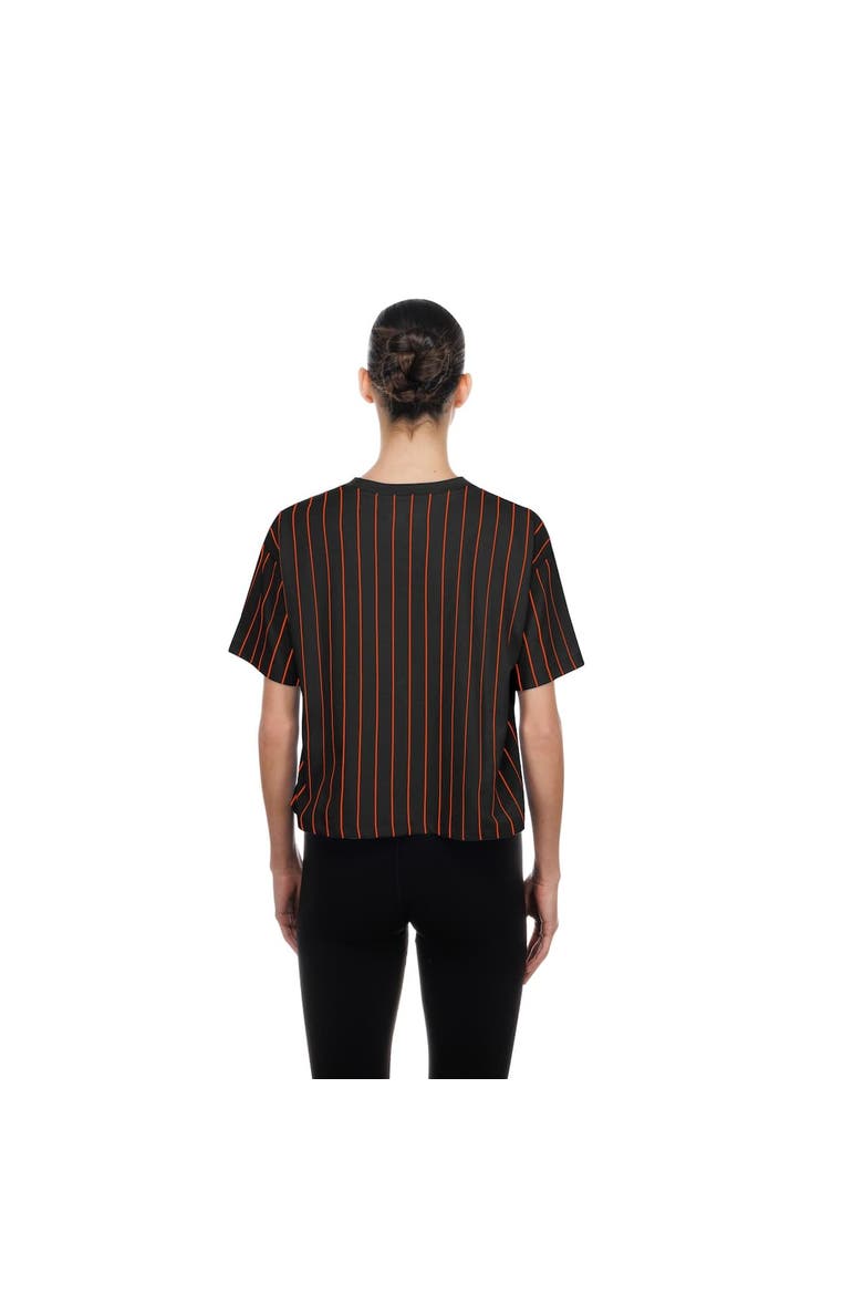 Women's New Era  Black San Francisco Giants Throwback Meshback Pinstripe Boxy T-Shirt, Alternate, color, Black