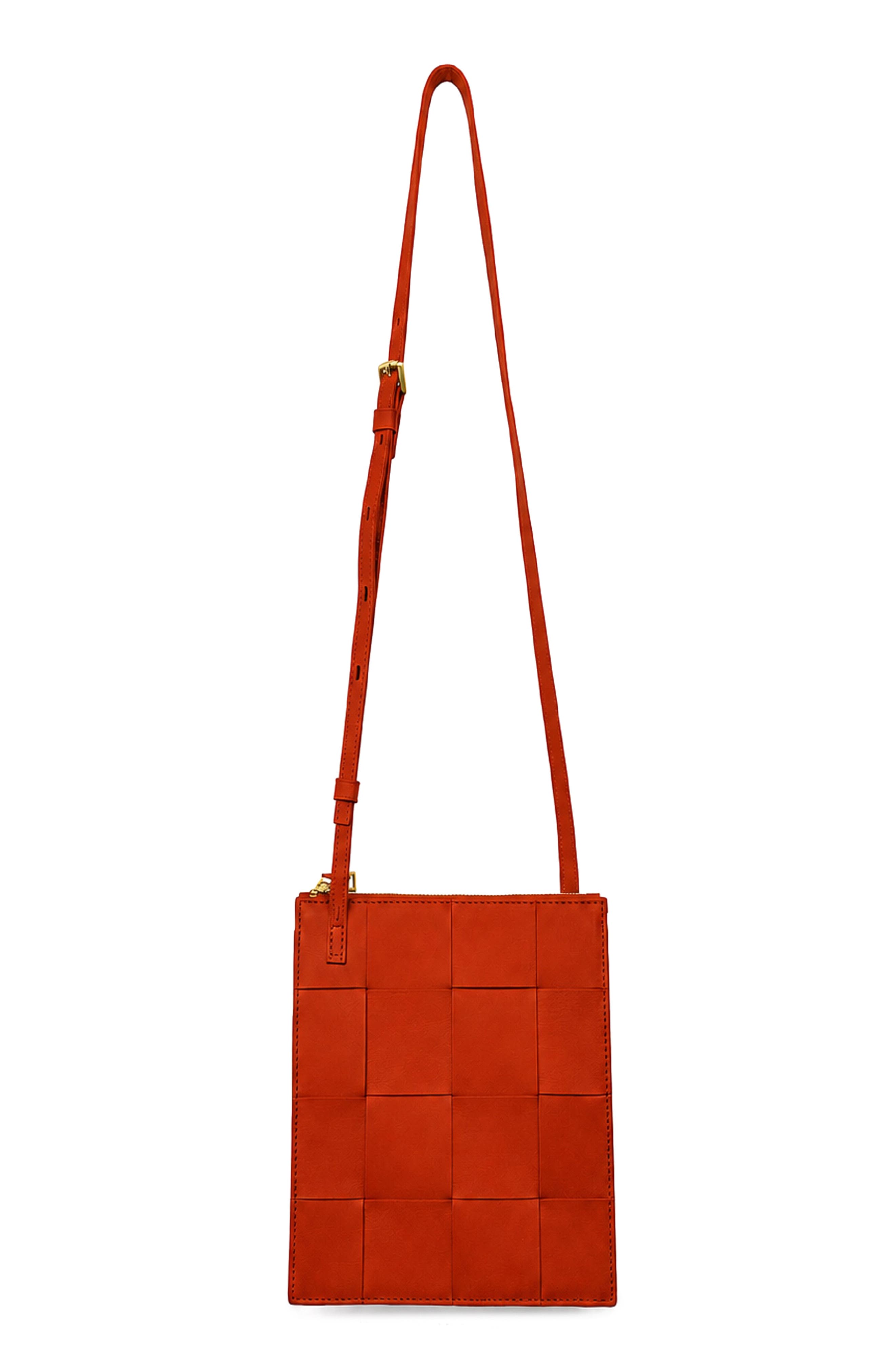 Polly Woven Leather Crossbody Bag, Main, color, RUST