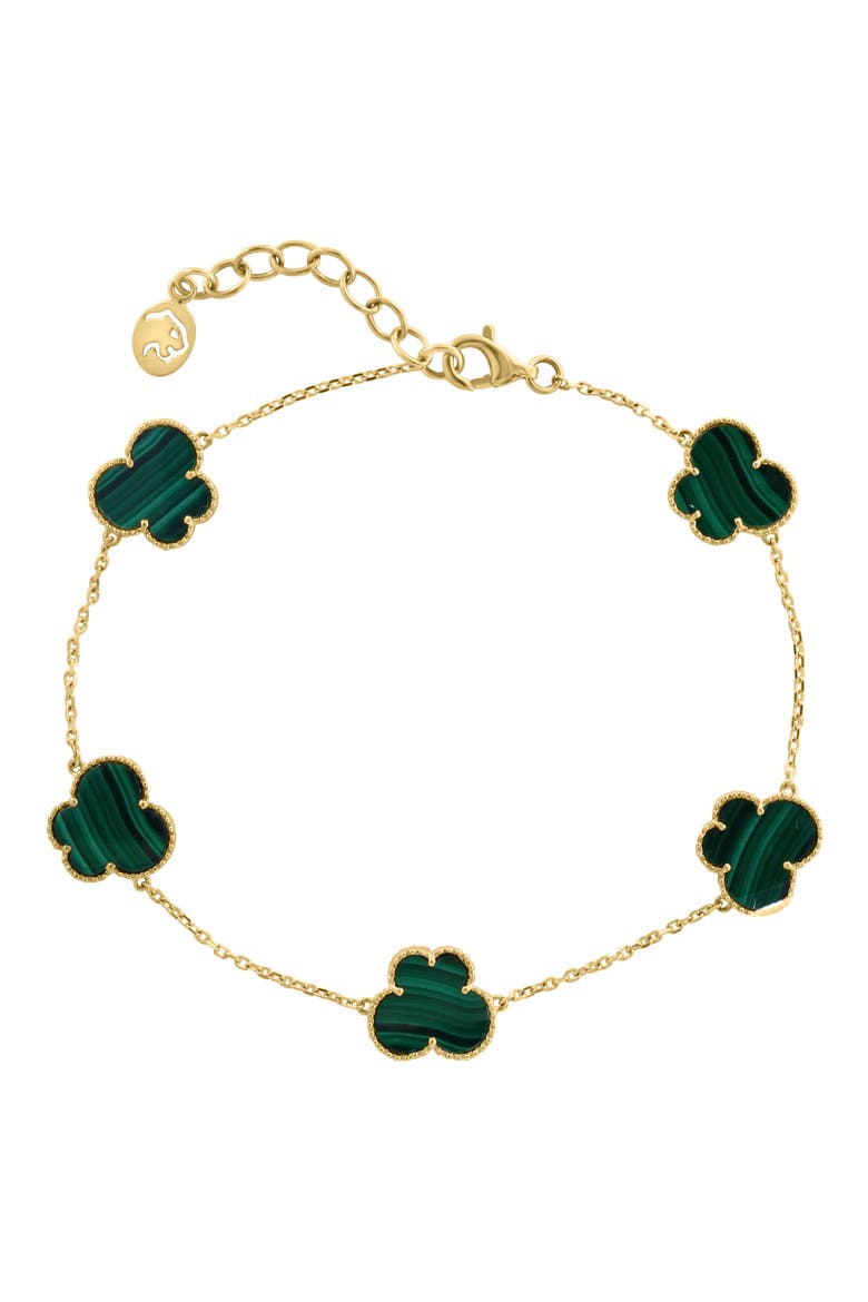 Malachite Floral Bracelet, Main, color, YELLOW GOLD/ GREEN