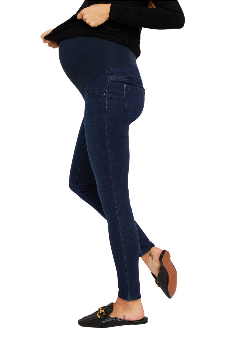 MOTHERHOOD MATERNITY Plus Super Stretch Secret Fit Over The Belly Skinny Ankle Jeans, Alternate, color, 