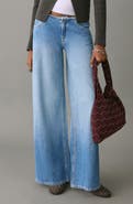 MANGO TEEN Frayed Waist Wide Leg Jeans