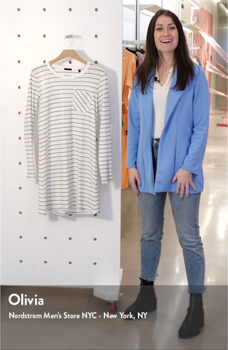 Stripe Shimmer Long Sleeve T-Shirt Dress, sales video thumbnail