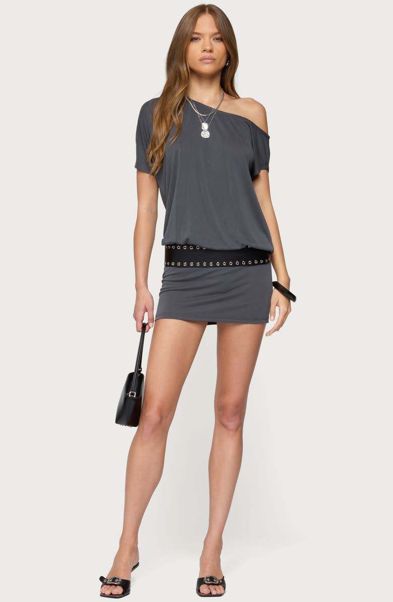 EDIKTED Sevie One-Shoulder Minidress, Alternate, color, Dark-Gray