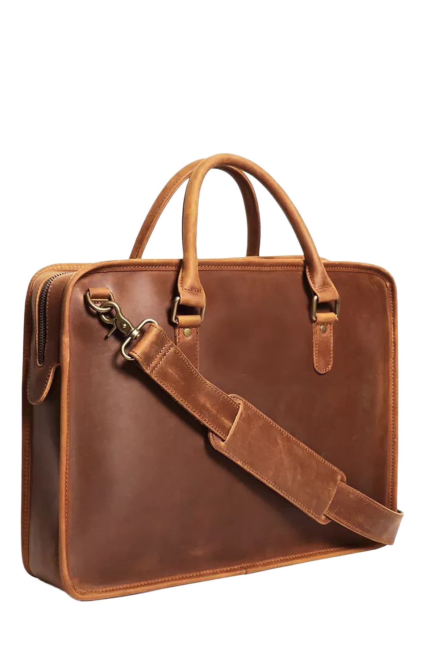 STEEL HORSE LEATHER The Hemming Leather Laptop Bag | Vintage Leather Briefcase, Main, color, Brown