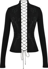 HOUSE OF CB Lori Crystal Embellished Lace-Up Top