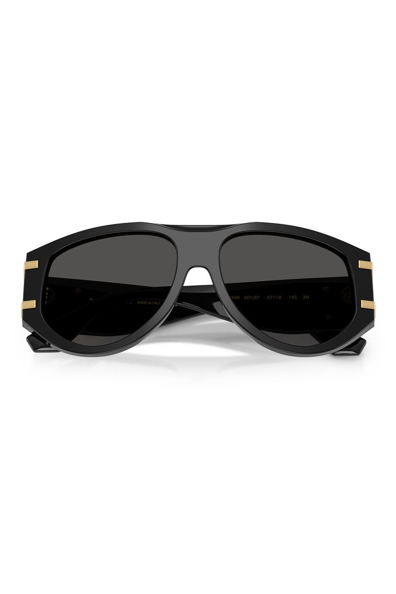 56mm Pilot Sunglasses, Alternate, color, BLACK / DARK GREY