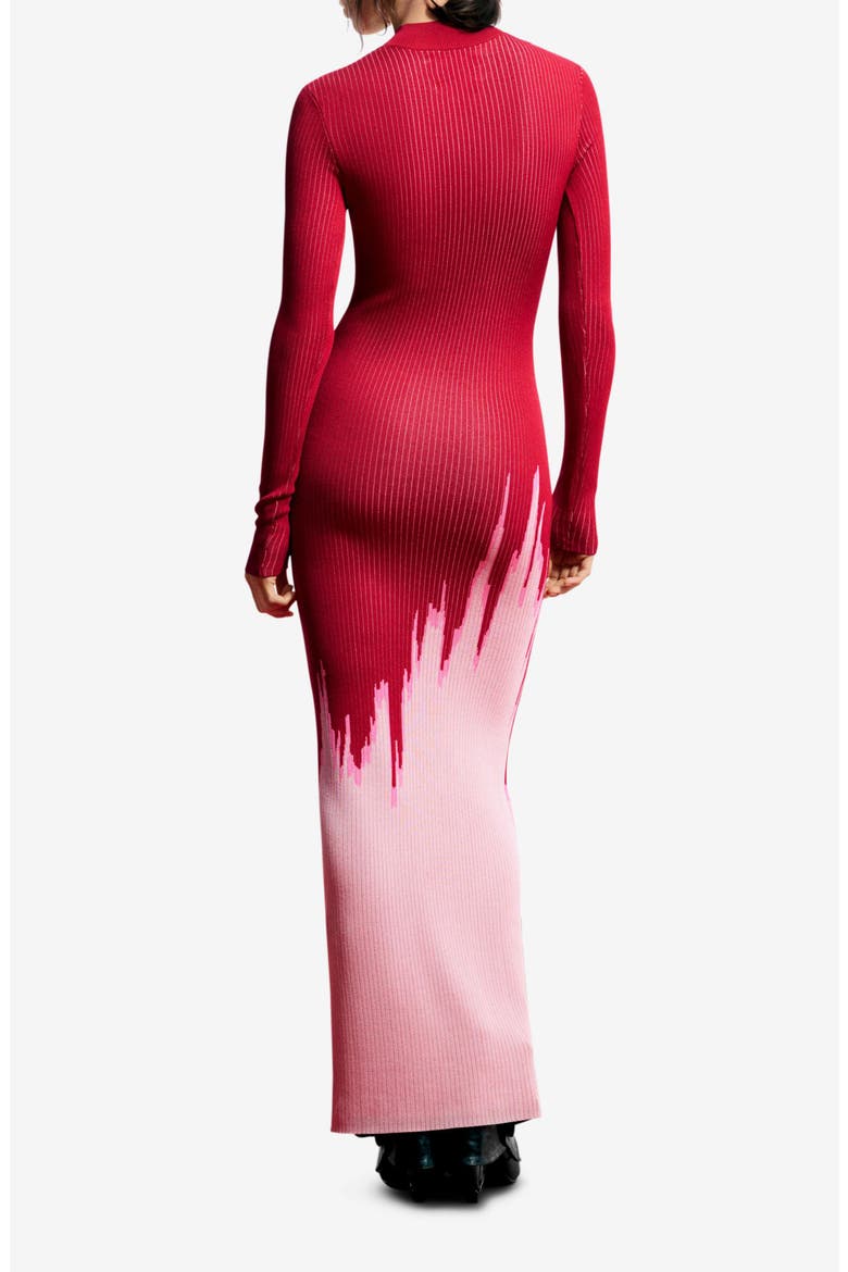 Mock Neck Maxi Ombré Sweater Dress, Alternate, color, RED
