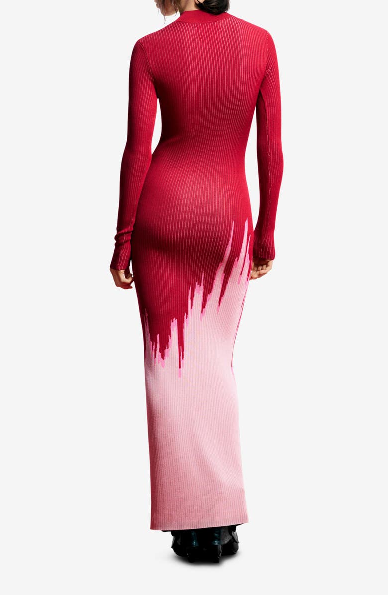 Desigual Mock Neck Maxi Ombré Sweater Dress, Alternate, color, Red