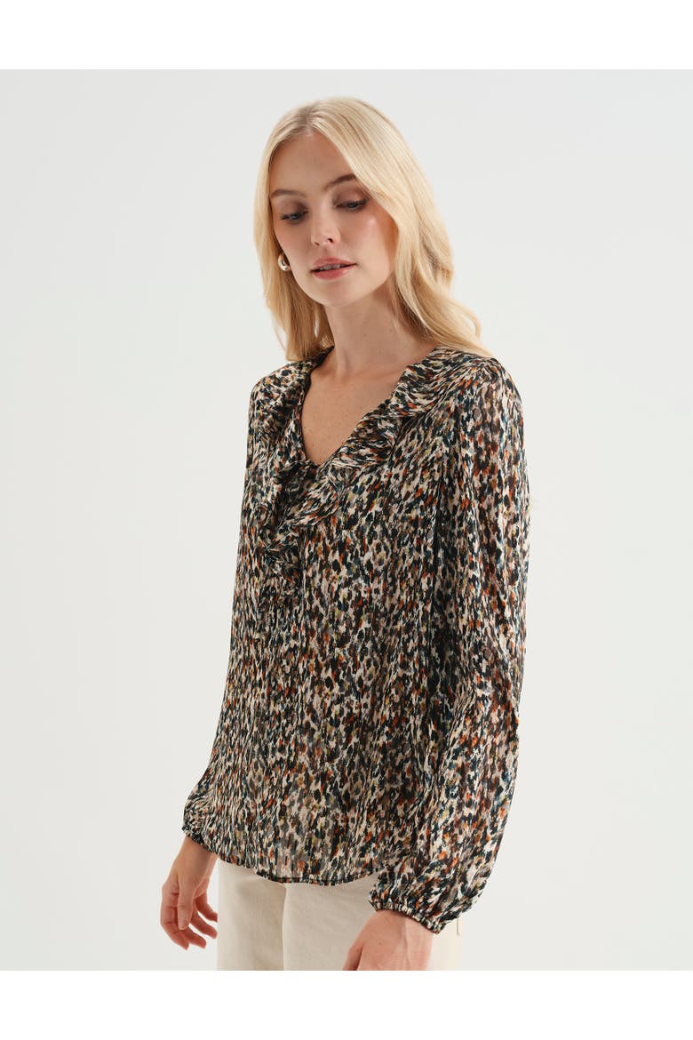 Trinity Printed Chiffon Blouse, Alternate, color, Green Abstract Animal