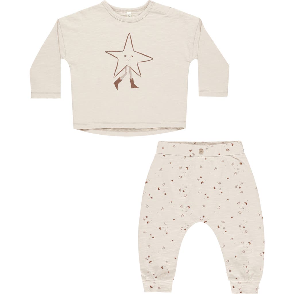 Rylee + Cru Babies' Kids' Twinkle Star Print T-shirt & Joggers Set In White