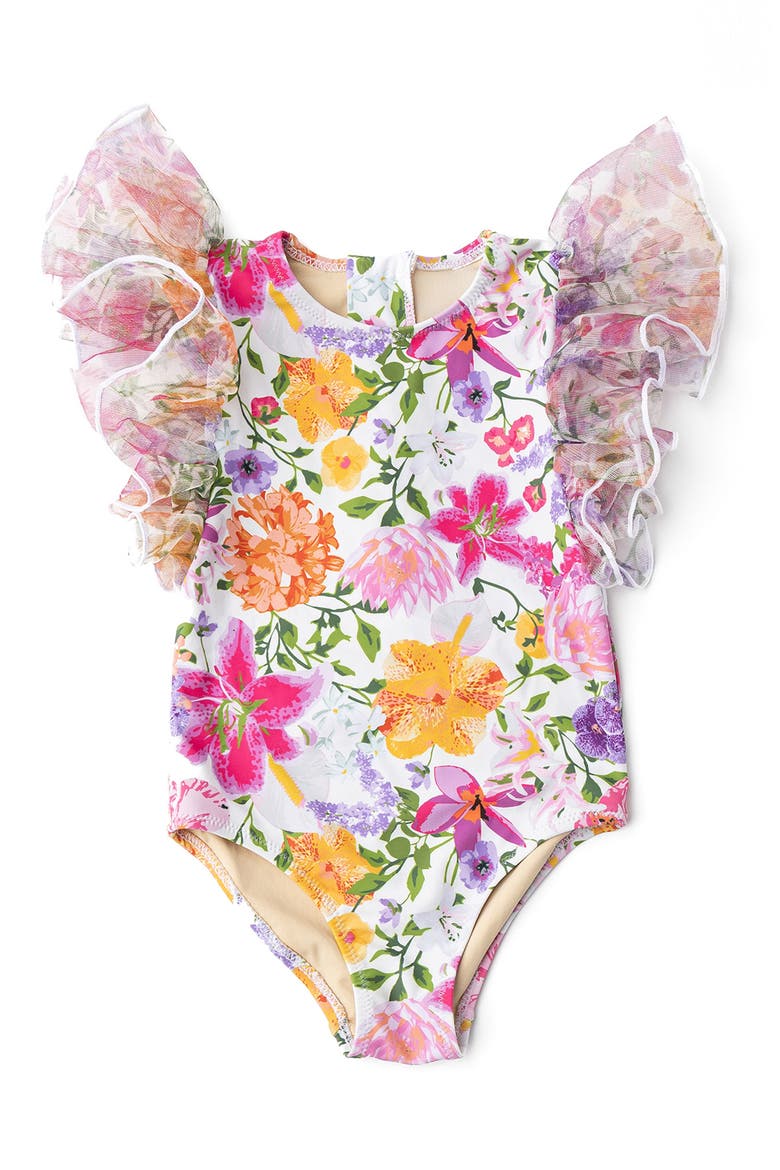 Summer Gardens Ruffle One-Piece Swimsuit, Main, color, PINK