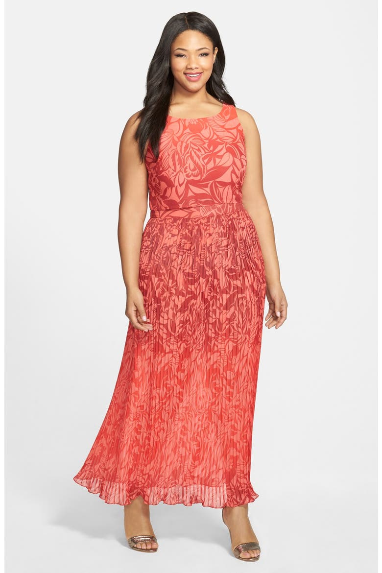 Popover Bodice Maxi Dress, Main, color, RED FLORAL